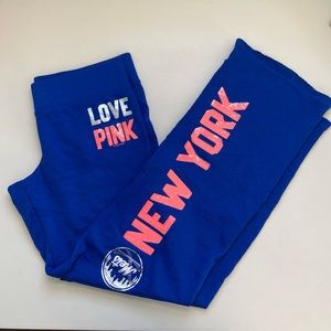 PINK Mets MLB Royal Blue Sweatpants with Orange and Clear Sequin Lettering